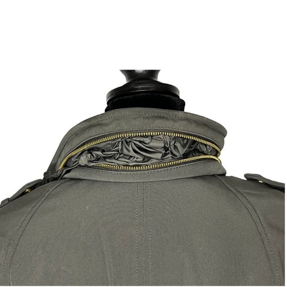 Michael Kors Olive Green Belted Zip Up Coat Jacket with Attached Hood (Womens M) - Picture 12 of 15